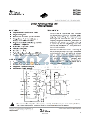 UCC2895PWG4 datasheet - BiCMOS ADVANCED PHASE-SHIFT PWM CONTROLLER