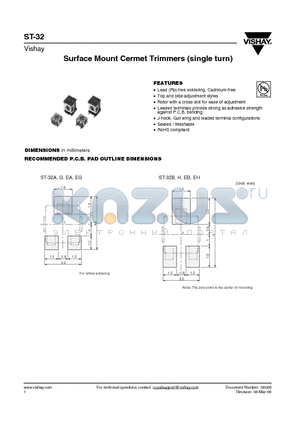 ST-32EH204 datasheet - Surface Mount Cermet Trimmers (single turn)
