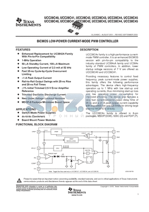 UCC28C41DGK datasheet - BICMOS LOW POWER CURRENT MODE PWM CONTROLLER