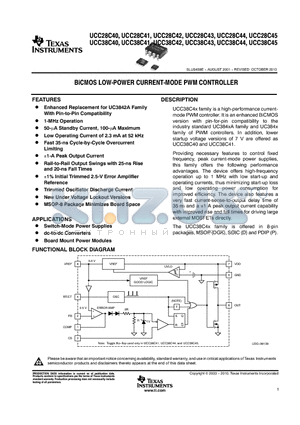 UCC28C43DGK datasheet - BiCMOS LOW-POWER CURRENT-MODE PWM CONTROLLER