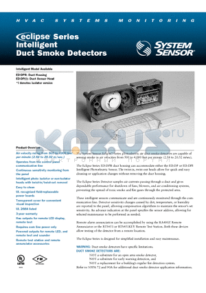 ST-5 datasheet - Intelligent Duct Smoke Detectors