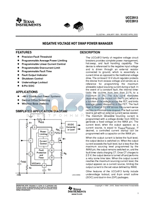 UCC2913DTR datasheet - NEGATIVE VOLTAGE HOT SWAP POWER MANAGER