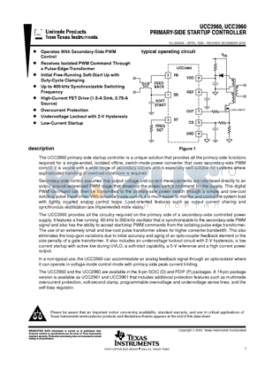 UCC2960 datasheet - PRIMARY-SLIDE STARTUP CONTROLLER