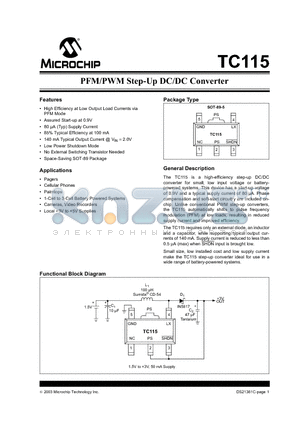 TC115301ECT datasheet - PFM/PWM Step-Up DC/DC Converter