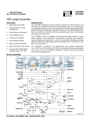 UCC3305 datasheet - HID Lamp Controller