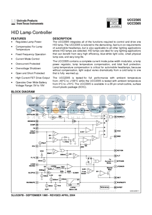 UCC3305N datasheet - HID Lamp Controller
