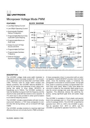 UCC3581 datasheet - Micropower Voltage Mode PWM
