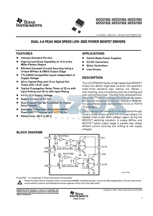 UCC37323 datasheet - DUAL 4-A PEAK HIGH SPEED LOW-SIDE POWER MOSFET DRIVERS