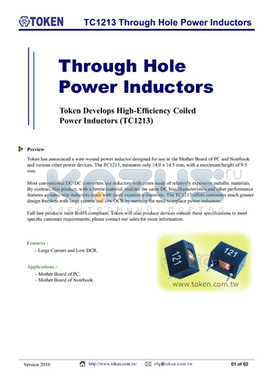 TC1213-R68N datasheet - TC1213 Through Hole Power Inductors