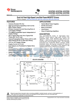 UCC37323DGN datasheet - Dual 4-A Peak High-Speed Low-Side Power-MOSFET Drivers