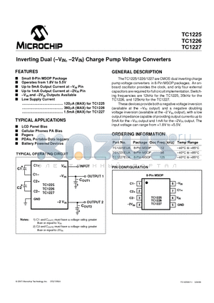TC1226EUA datasheet - Inverting Dual (-VIN, -2VIN) Charge Pump Voltage Converters