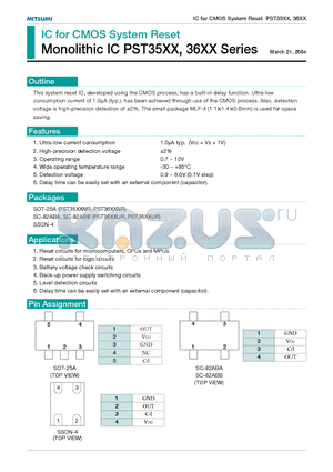 PST3631NR datasheet - IC for CMOS System Reset