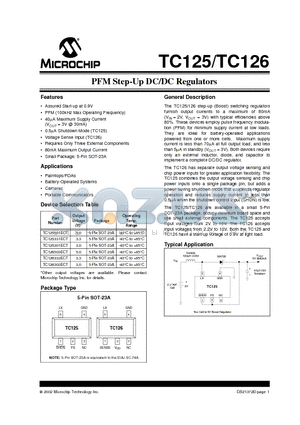 TC126 datasheet - PFM Step-Up DC/DC Regulators