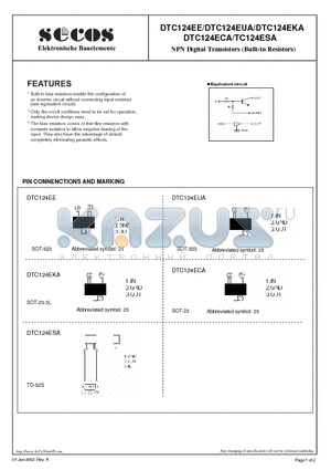 TC124ESA datasheet - NPN Digital Transistors (Built-in Resistors)