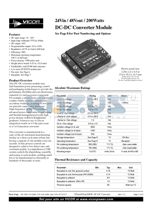 VI-882664 datasheet - 24Vin / 48Vout / 200Watts DC-DC Converter Module