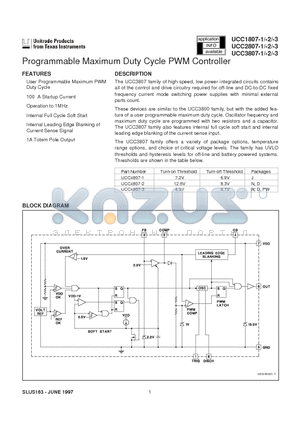 UCC3807J-1 datasheet - Programmable Maximum Duty Cycle PWM Controller