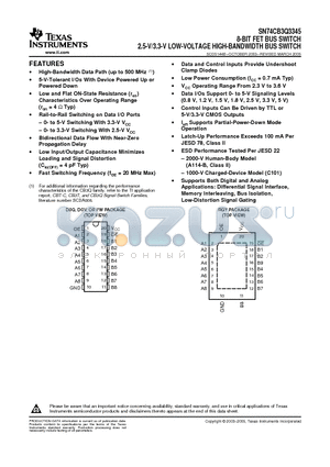 SN74CB3Q3345DBQR datasheet - 8-BIT FET BUS SWITCH 2.5-V/3.3-V LOW-VOLTAGE HIGH-BANDWIDTH BUS SWITCH