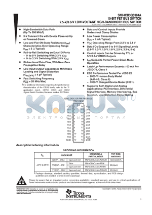 SN74CB3Q3384ADBQR datasheet - 10 BIT FET BUS SWITCH