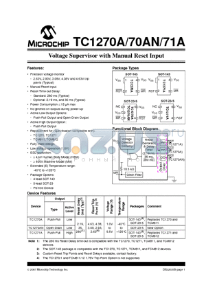 TC1270AMBVCTTR datasheet - Voltage Supervisor with Manual Reset Input