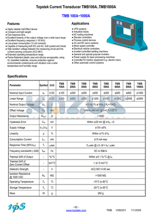 TMB600A datasheet - Topstek Current Transducer