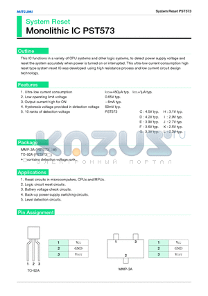 PST573F datasheet - SYSTEM RESET Monolithic IC