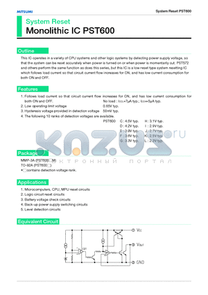 PST600 datasheet - System Reset Monolithic IC