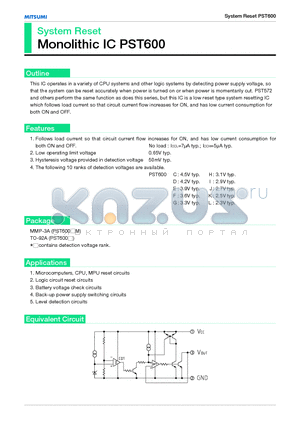 PST600D datasheet - System Reset Monolithic IC