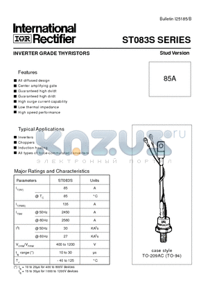 ST083S04PFN0 datasheet - INVERTER GRADE THYRISTORS