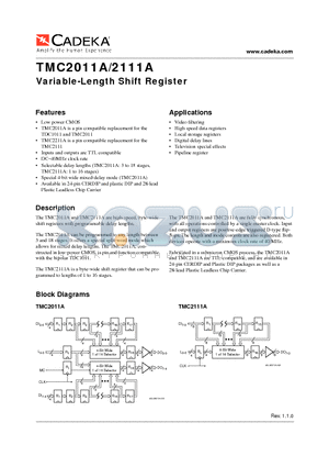 TMC2011AN2C datasheet - Variable-Length Shift Register