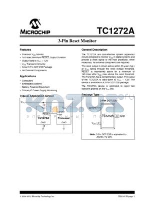 TC1272A datasheet - 3-Pin Reset Monitor