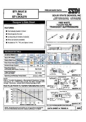 ST1.5KA7.5 datasheet - 1500 WATT 7.5-270 VOLTS TRANSIENT SUPPRESSORS