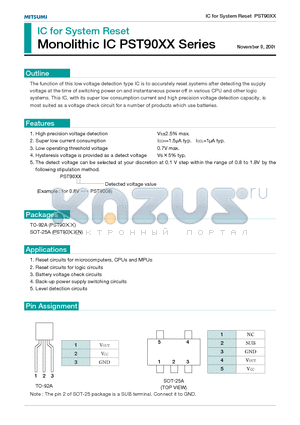 PST9010 datasheet - IC for System Reset Monolithic IC