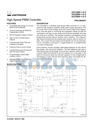 UCC3829DW-1 datasheet - High Speed PWM Controller