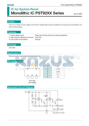 PST9225 datasheet - IC for System Reset Monolithic IC