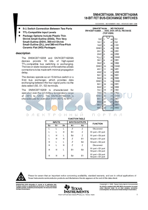 SN74CBT16209ADL datasheet - 18-BIT FET BUS-EXCHANGE SWITCHES
