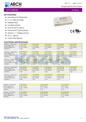 ST10-48-3.3S datasheet - Encapsulated DC-DC Converter