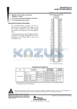 SN74CBT16211A datasheet - 24-BIT FET BUS SWITCH