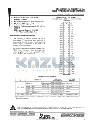 SN74CBT16212ADLRG4 datasheet - 24-BIT FET BUS-EXCHANGE SWITCHES