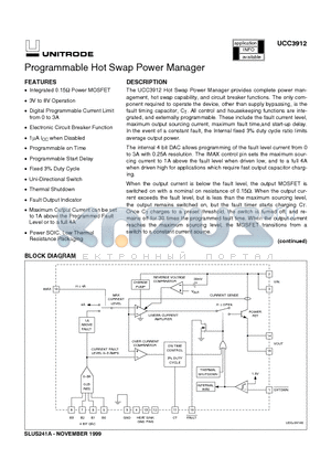 UCC3912 datasheet - Programmable Hot Swap Power Manager