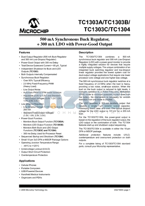 TC1303A-1H0EUNTR datasheet - 500 mA Synchronous Buck Regulator,  300 mA LDO with Power-Good Output