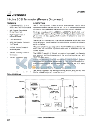 UCC5617 datasheet - 18-Line SCSI Terminator Reverse Disconnect