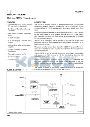 UCC5618 datasheet - 18-Line SCSI Terminator