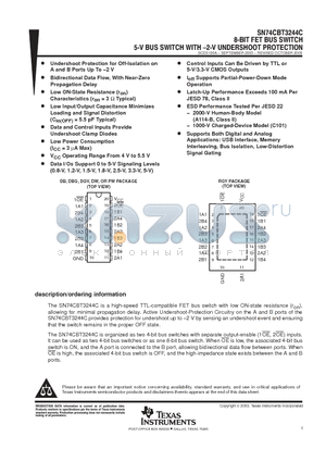 SN74CBT3244CDBQRE4 datasheet - B-BIT FET BUS SWITCH 5-V BUS SWITCH WITH 2-V UNDERSHOOT PROTECTION