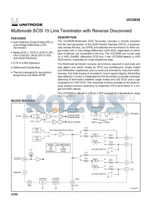 UCC5639FQP datasheet - Multimode SCSI 15 Line Terminator with Reverse Disconnect