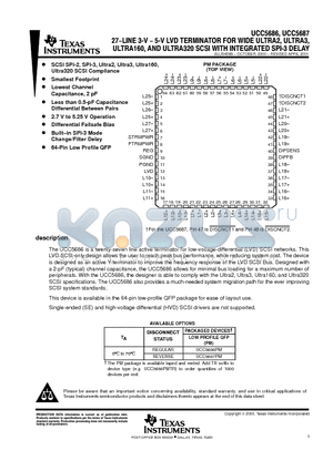 UCC5686PMTR datasheet - 27-LINE 3-V - 5V LVD TERMINATOR FOR WIDE ULTRA2, ULTRA3,ULTRA160,AND ULTRA320 SCSI WITH INTEGRATED SPI-3 DELAY