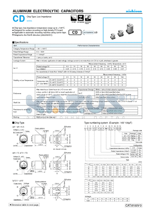UCD1A221MCL datasheet - ALUMINUM ELECTROLYTIC CAPACITORS