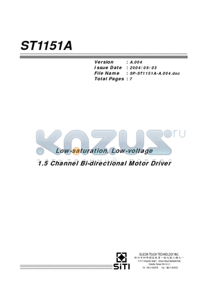 ST1151A datasheet - Low-saturation, Low-voltage 1.5 Channel Bi-directional Motor Driver