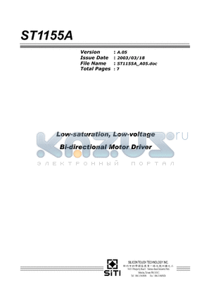 ST1155A datasheet - Low-saturation, Low-voltage Bi-directional Motor Driver