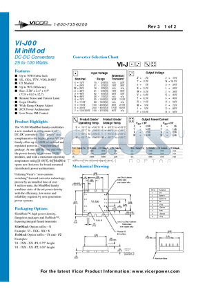 VI-J01IZ datasheet - DC-DC Converters 25 to 100 Watts