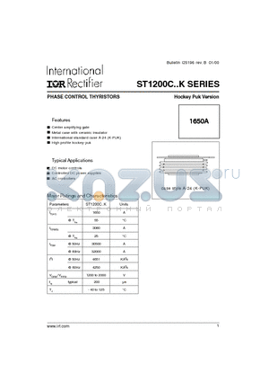 ST1200C16K0 datasheet - PHASE CONTROL THYRISTORS